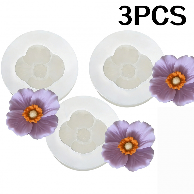 Bath Bomb Mold - 3 Çiçekli silikon kalıp, Silikon çiçek